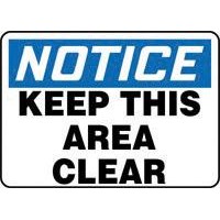Accuform Signs MVHR847VS Accuform Signs 10" X 14" Blue, Black And White Adhesive Vinyl Value Keep Clear Sign "Notice Keep This A